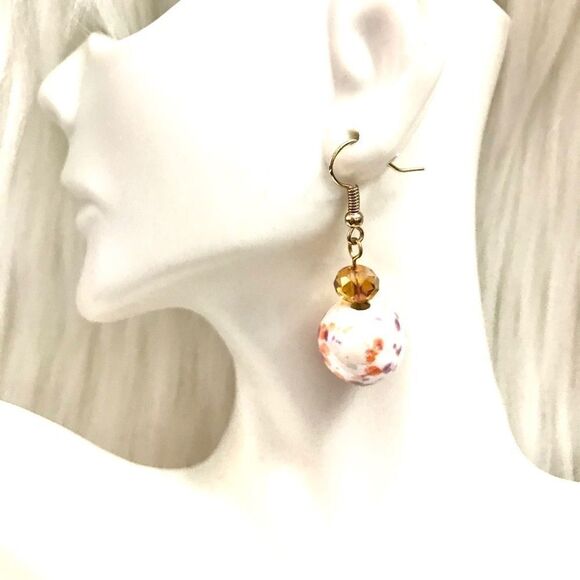 Marbled beaded earrings  - Picture 1 of 2
